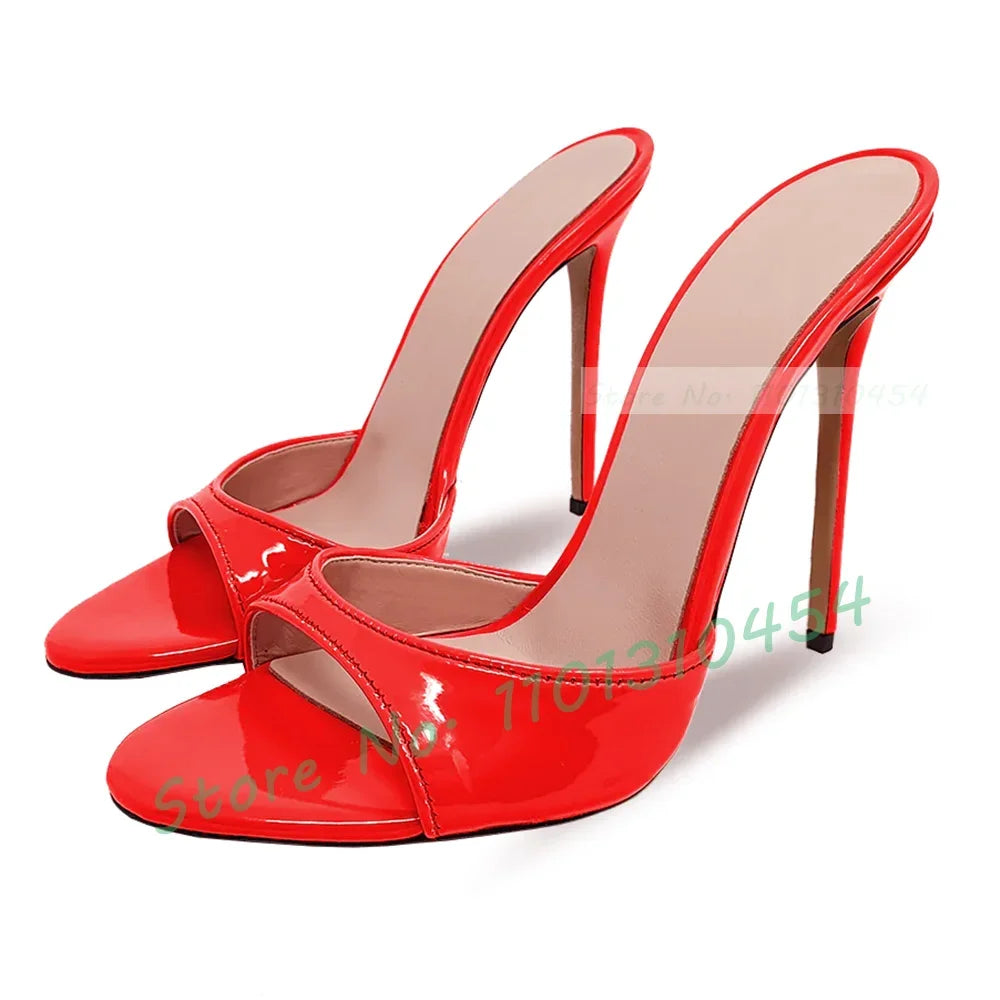 Snake Print Round Open Toe Slippers Women Casual Solid Outdoor Stiletto High Heels Shoes Female Customize Elegant Dress Slides