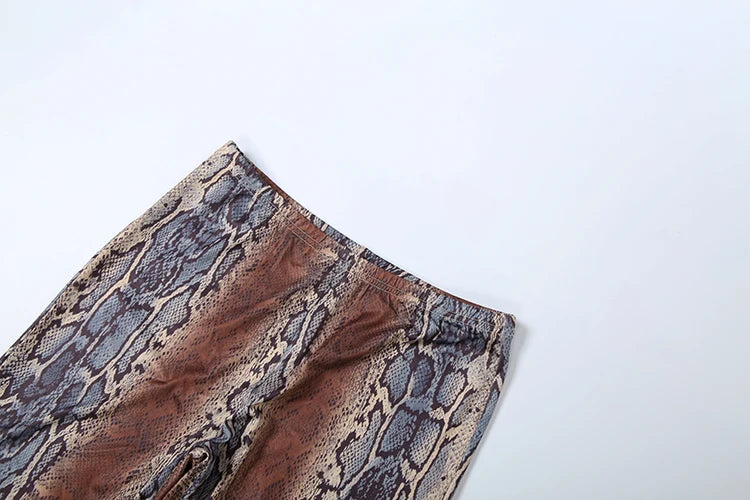 Kliou Serpentine Print 2 Piece Set Woman o-Neck Full Sleeve Tops+Skinny Peach Hip Long Pants Hot Girls Street Sexy Fashion Suits