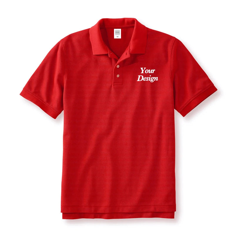 Quality Custom Polo 100% Cotton Print Your Brand Design Logo Company Group Team Slogan Text PoloShirt Work Wear Uniform 230gsm