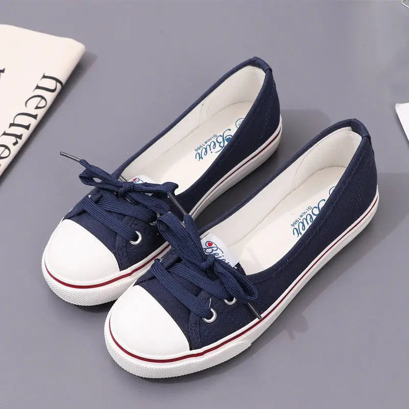 Red Women Footwear Flat Round Toe Black Canvas Ladies Shoes New Arrival 2025 Sale Cheap Vulcanized for Casual Urban 39 Walking A