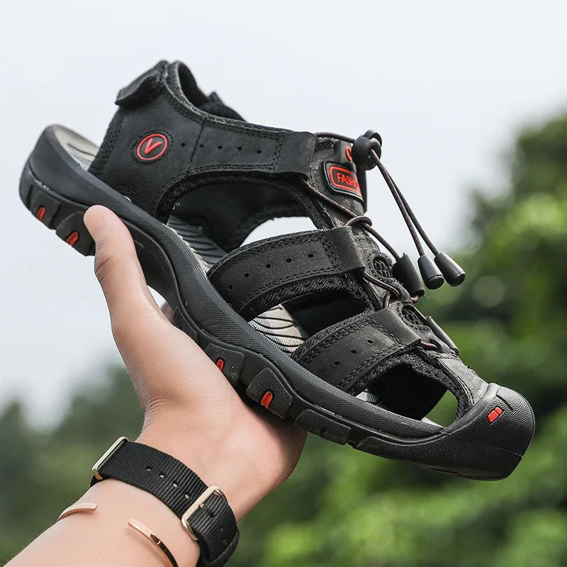 2026 Men Sandals Genuine Leather Mens Casual Shoes Outdoor Men Leather Sandals for Men Beach Shoes Roman mens Shoes