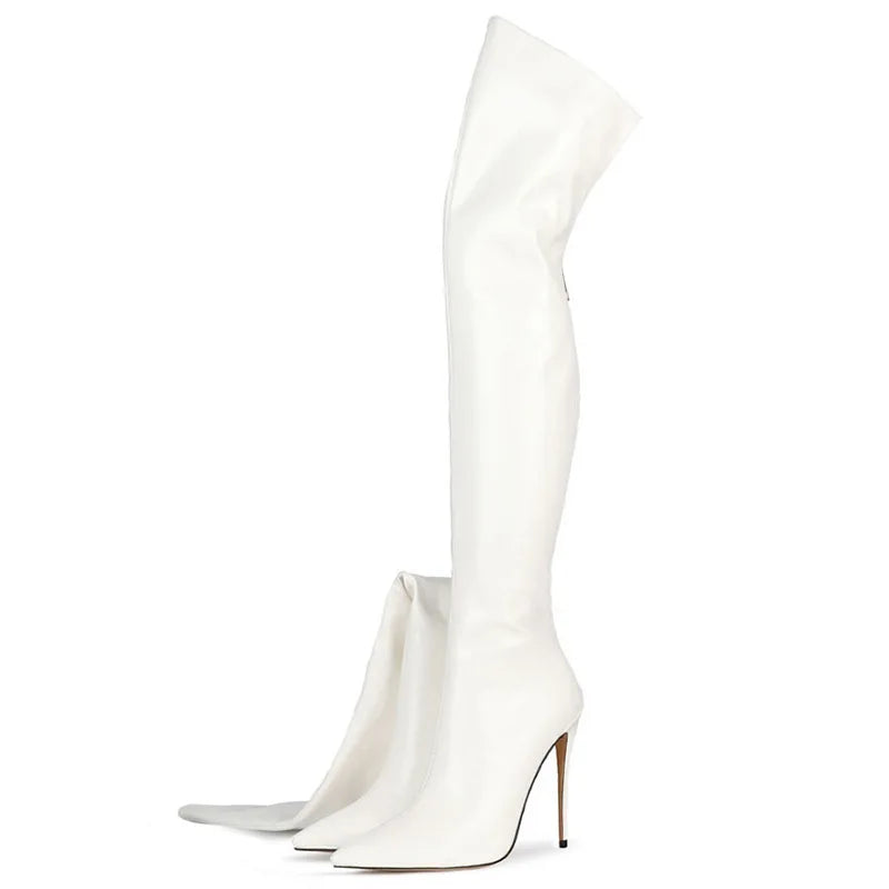 11CM Elastic Thigh Boots Sexy Stiletto High Heels Women Over-the-Knee Boots Pointed Toe Strippers Ladies Shoes Pole Dancing Boot