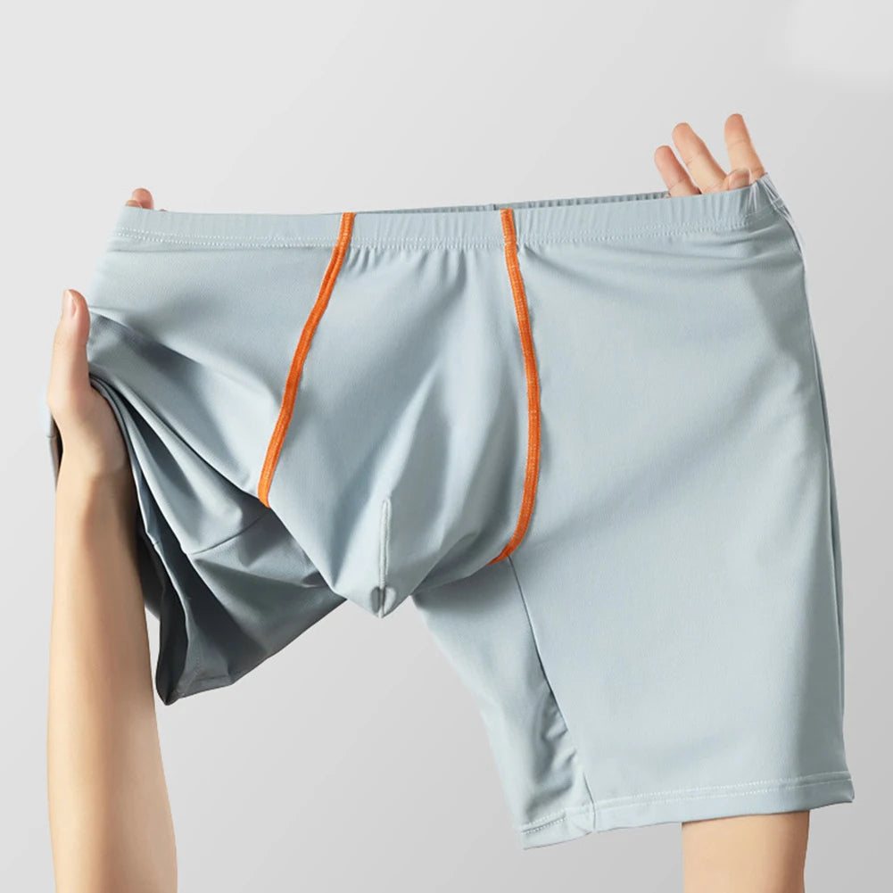 Mens Ice Silk Underwear Lengthened Sexy Lingerie Soft Boxer Briefs Casual Underpants Men Sports Solid Color 5Color Men's Panties