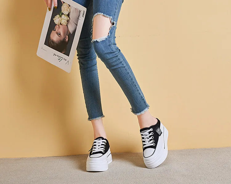 Fujin flip flops women 7.5cm Platform Slippers Denim Chunky Sneaker Casual Comfy Breathable Summer Shoes Women's slippers