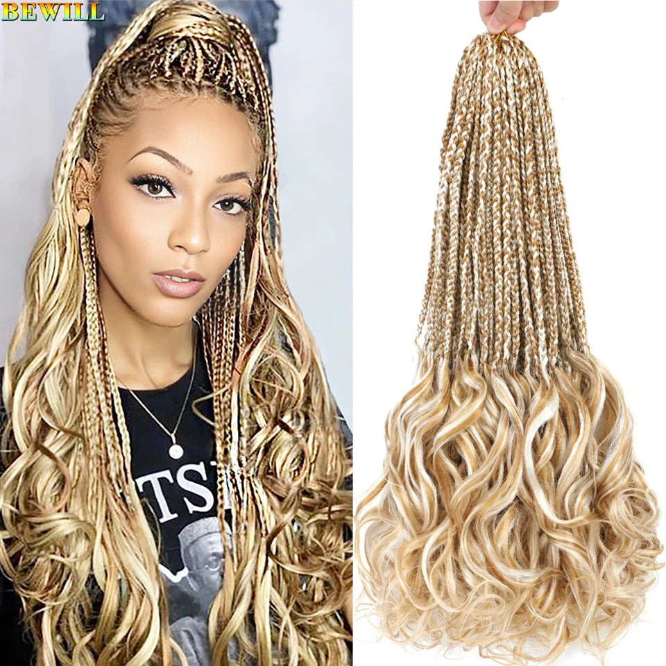 14 18 24 Inch French Curl Crochet Braids Boho Goddess French Curl Box Braids Crochet Hair Synthetic French Curly Braiding Hair