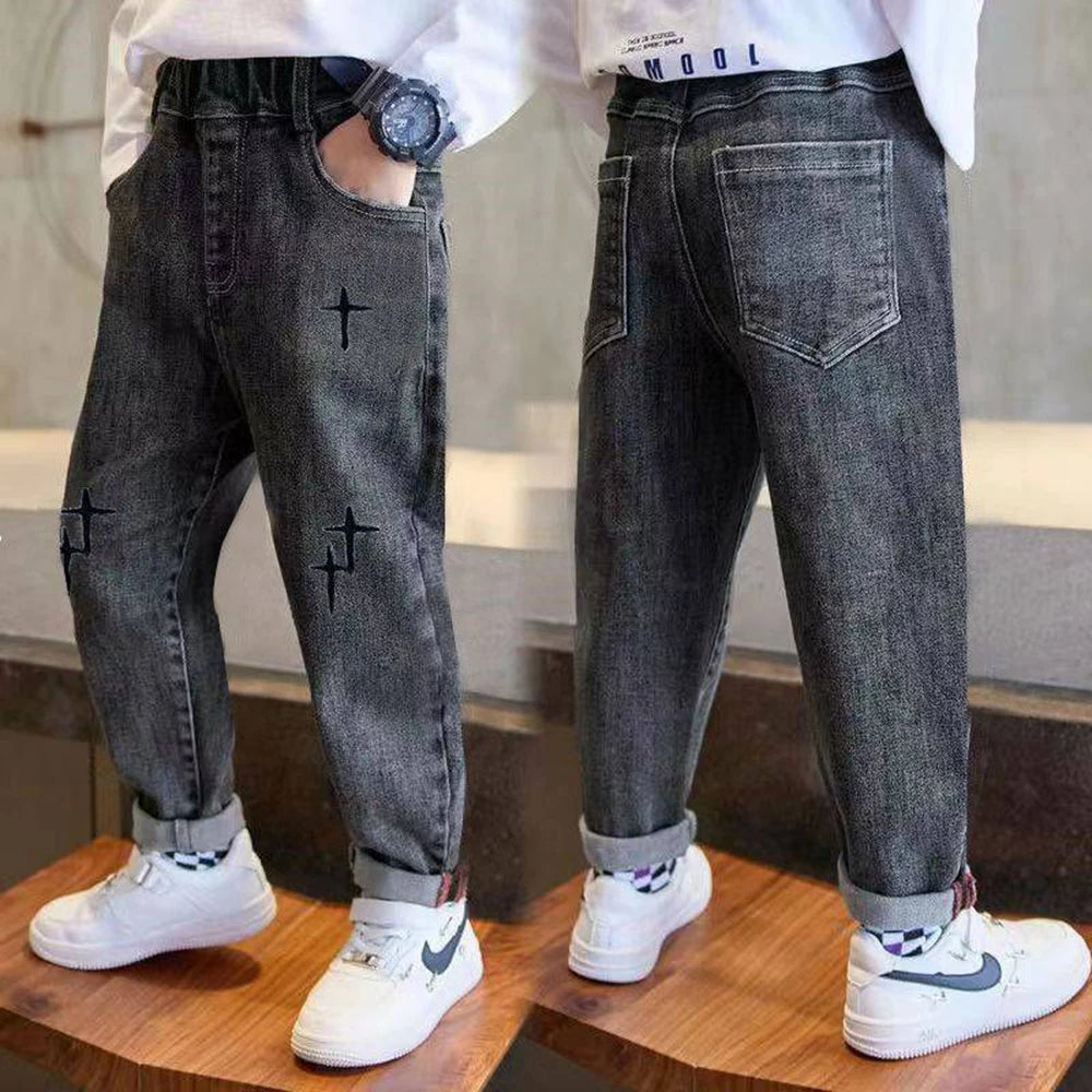 New Casual Kids Boys Clothes Jeans Pants Children Wears Denim Clothing Infant Baby Trousers Bottoms 4 5 6 7 8 9 10 11 12Years
