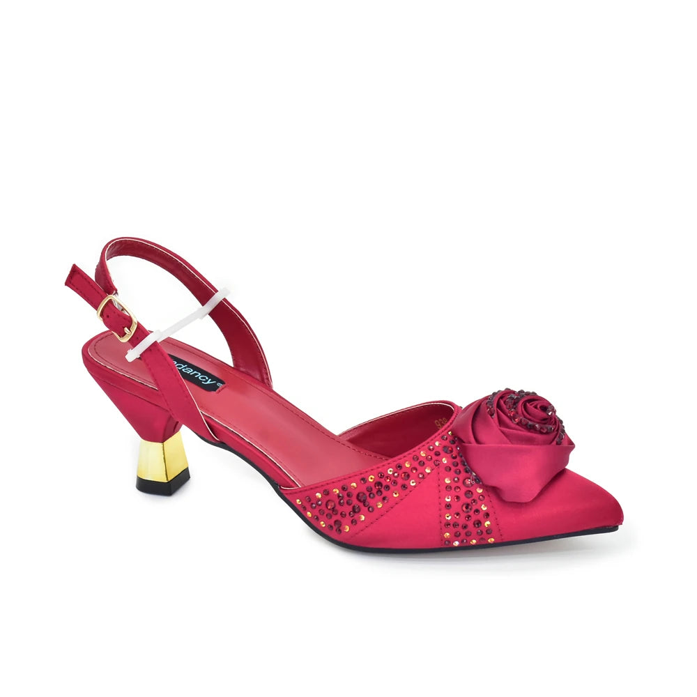 2026 Latest Italian Design African Women's High Heels Pointed Toe Sandals Party Wedding Party Shoes and Bags Set for Wedding