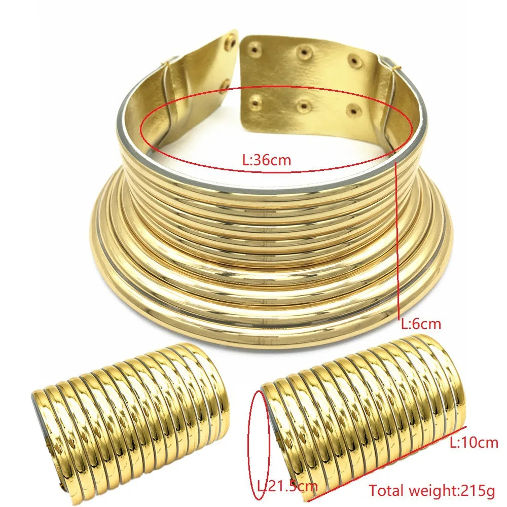 African Tribal Collar Bracelet Set Exaggerated Fashion Choker Ladies Personality Plastic Runway Photo Jewelry Accessories