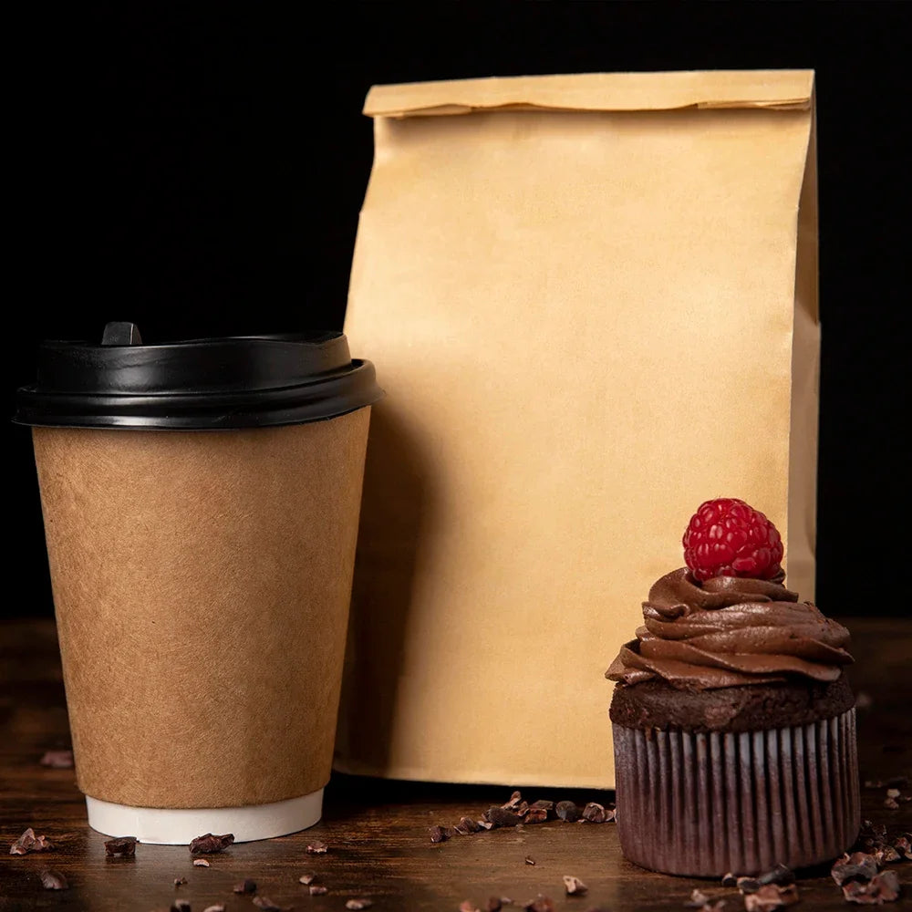 50/100pcs Lunch Paper Bags Kraft Paper Bags Recyclable Snack Bags Grocery Bags for Candy Sandwich Bread Food Storage