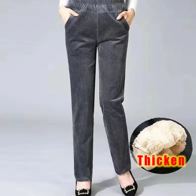 Thin/Thick Winter Lined Wide Leg Pants CasualThicken Warm Baggy Sweatpants Women HighWaist Korean Lamb Fluff Straight Pantalones