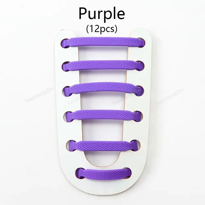 12Pcs Stretch Silicone Shoelaces No Tie Shoe laces Elastic Laces Sneakers Kids Adult Rubber Shoelace One Size Fits All Shoes