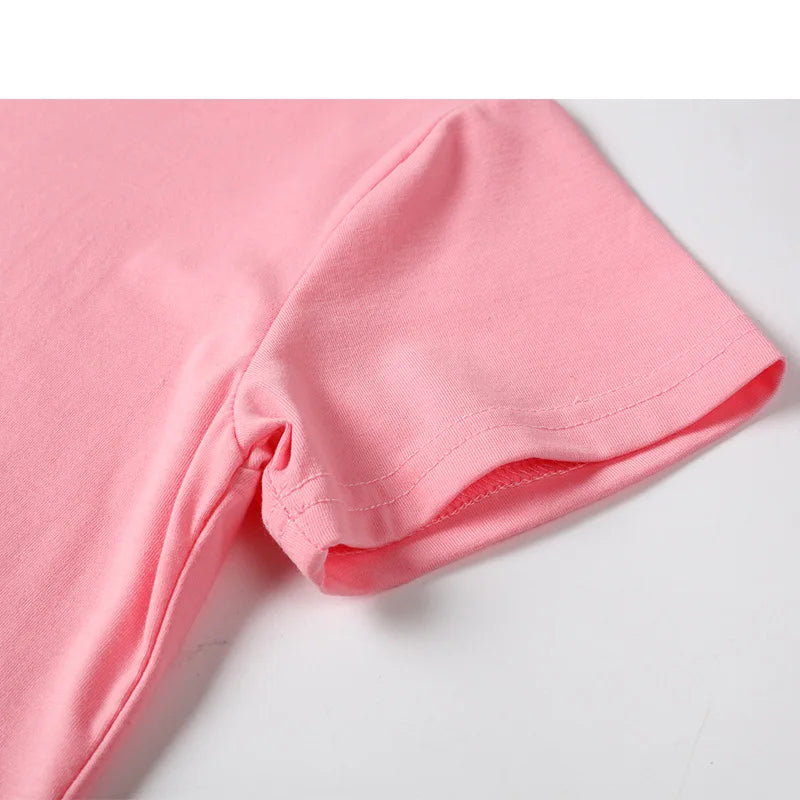 Children's Summer Casual Clothing Baby Girls Animals Printed Pink T-Shirts+Shorts Two-Piece For Kids Pajamas Set Home Wear Suits