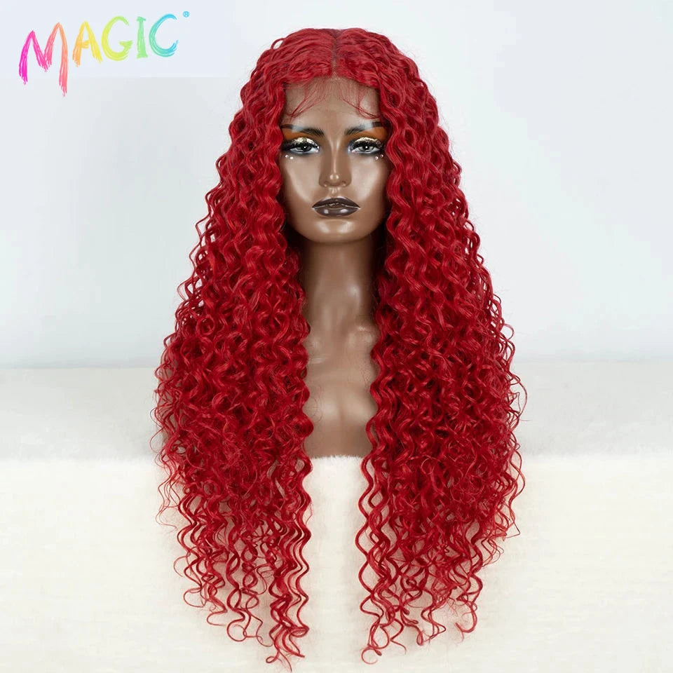 Magic Synthetic Lace Front Wig Baby Hair Red Wig Long Curly Wig 30 Inch Ombre Blonde Ginger Lace Wigs For Black Women Wigs