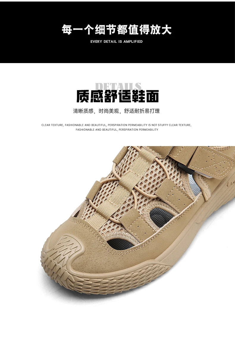 Large Size Sandals for Men, New Summer Style, Trendy, Versatile, Casual Sports Sandals, Soft-Soled Hollow Beach Shoes for Men