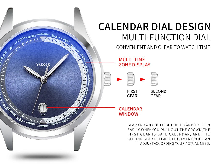 YAZOLE Men's Watch Minimalist Luxury Quartz Man Watch Original Leather Strap Waterproof Calendar Watches Relogio Masculino