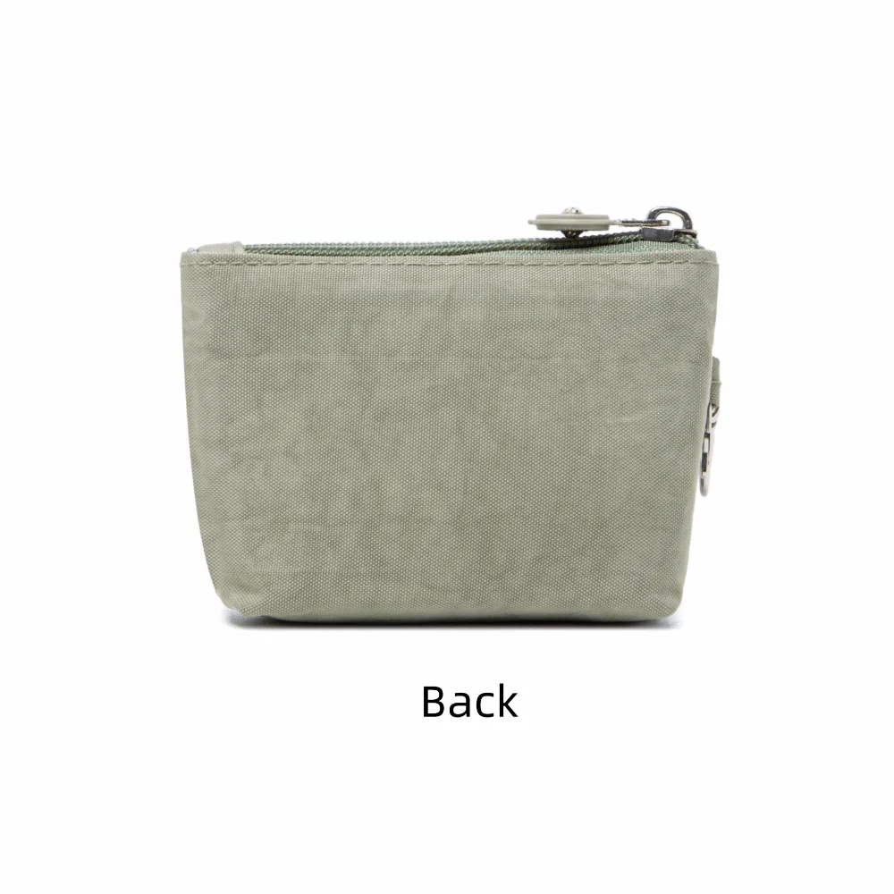 New Solid Color Women Wallet Nylon with Keychain Coin Purse Waterproof Zipper Clutch Ladies