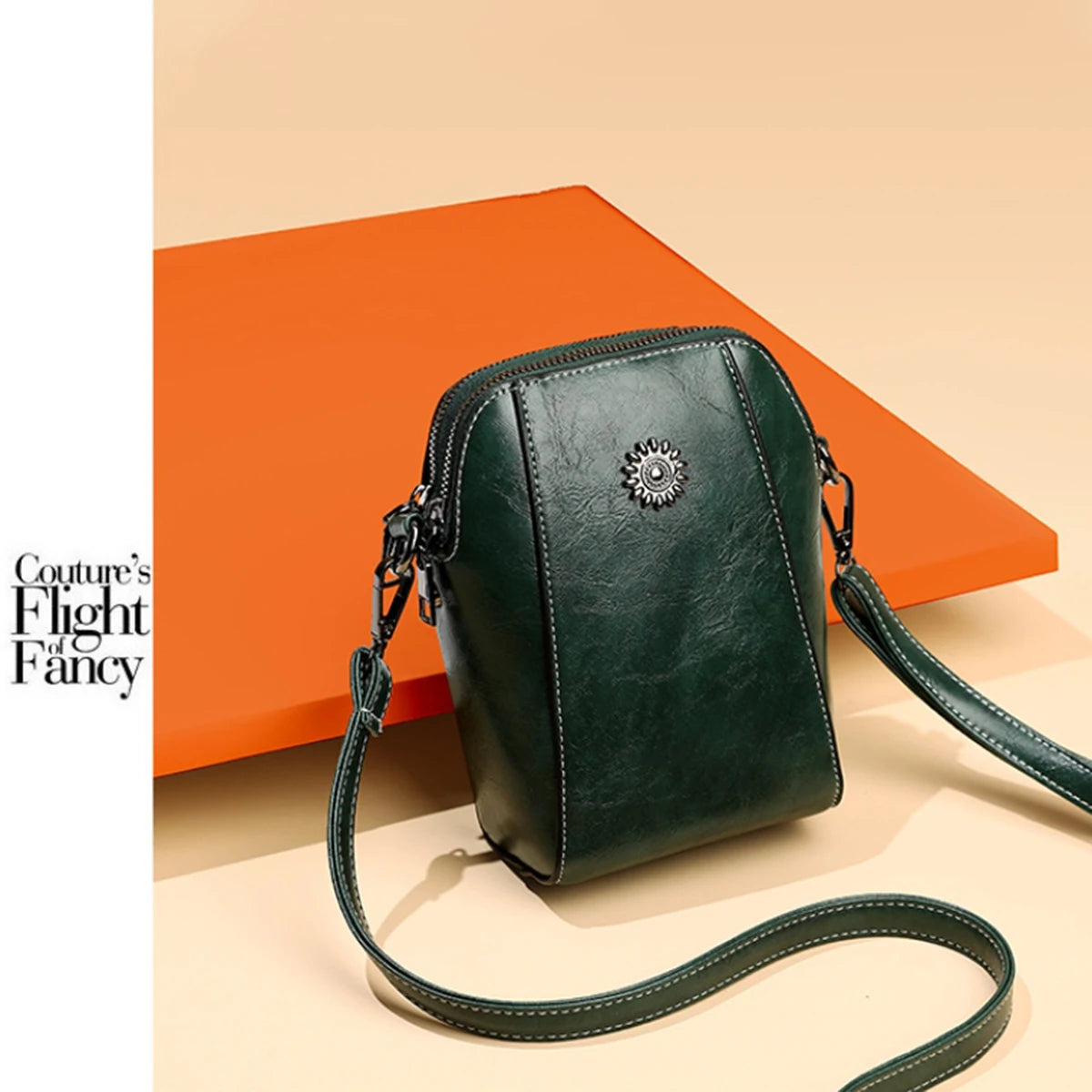 Ladies' Fashionable Soft Leather Single-Shoulder Bag, Trendy Vertical Design Crossbody Bag, Portable Phone Storage Bag