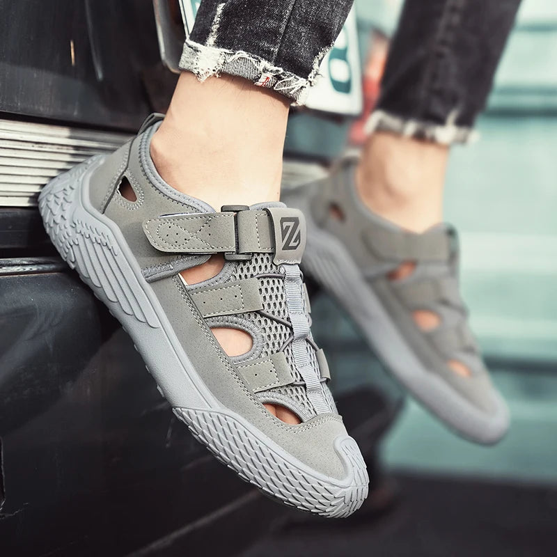 Large Size Sandals for Men, New Summer Style, Trendy, Versatile, Casual Sports Sandals, Soft-Soled Hollow Beach Shoes for Men