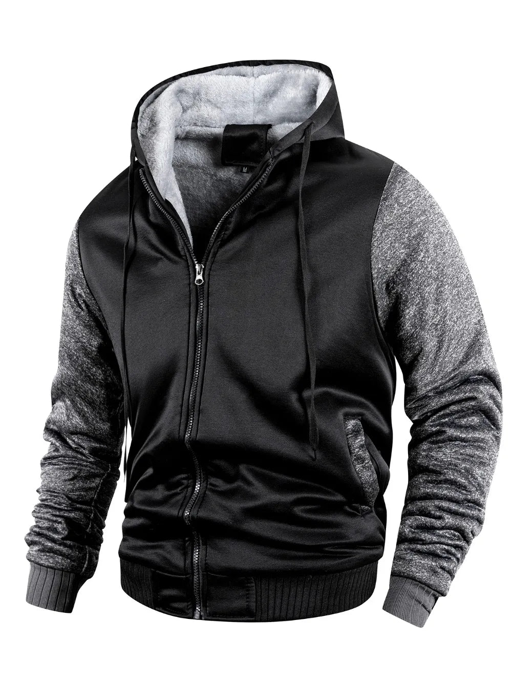 Men Color-Splicing Jacket Winter Warm Fleece Hoodies Outdoor Sports Windproof Baseball Uniform Male Fashion Zipper Thicken Coats
