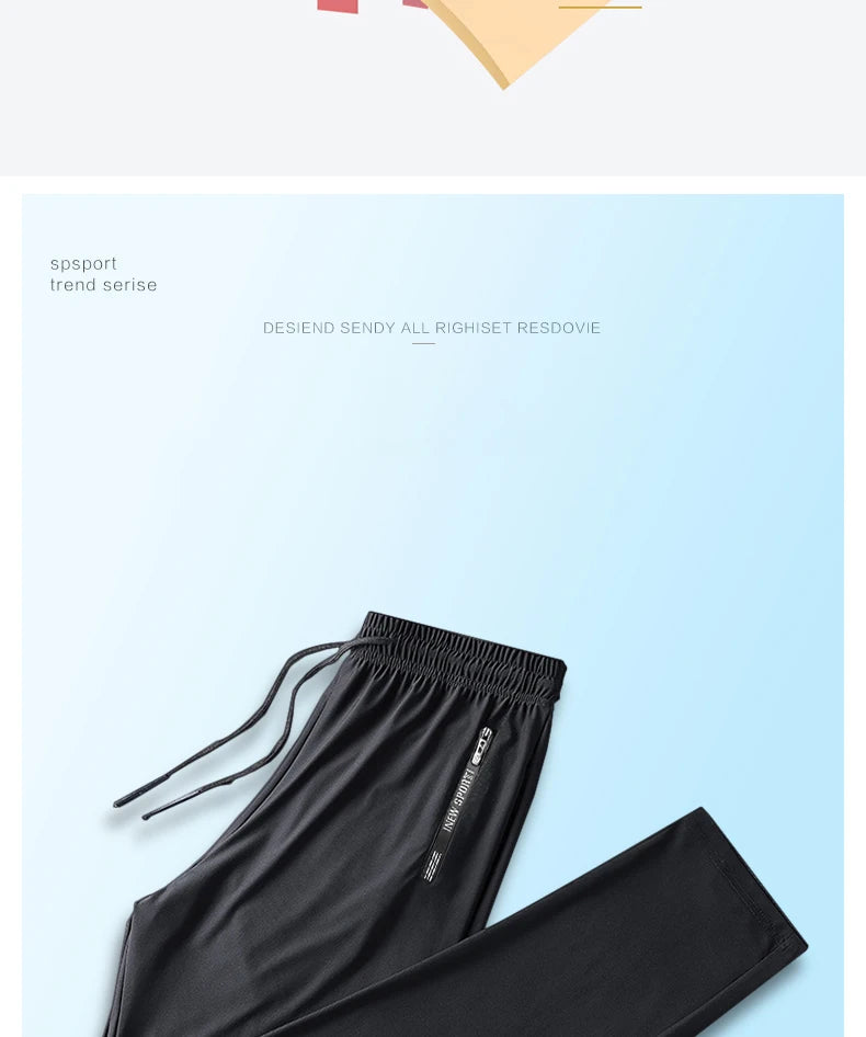 Summer Men Casual High end Ice Silk Pants Sports Pants Quick-Drying Men's Trousers Sweatpants Male Elastic Plus Size 8xl 7xl 6xl