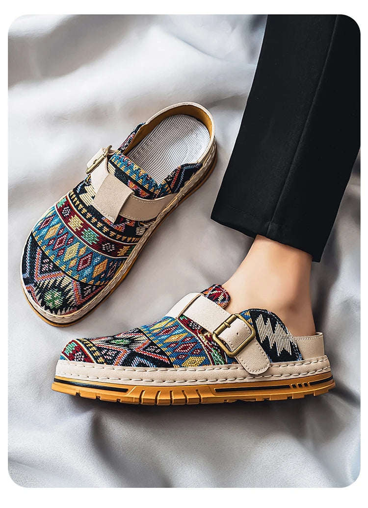 Men's Wide-Toe Round-Toe Sandals Casual Shoes for Spring and Summer, Versatile Commuter Slippers, One-Step Lazy Trendy Footwear