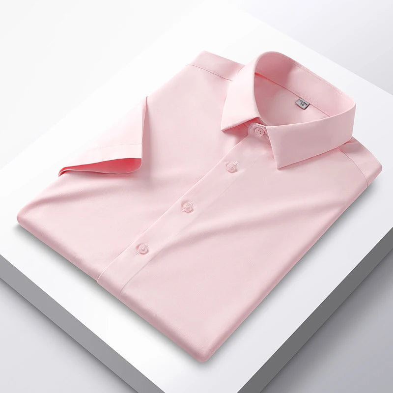 Men's 6XL Large High Quality Formal Shirts Short Sleeve Summer Clothing Non iron Business Casual ice Silk ice Feeling T-Shirts