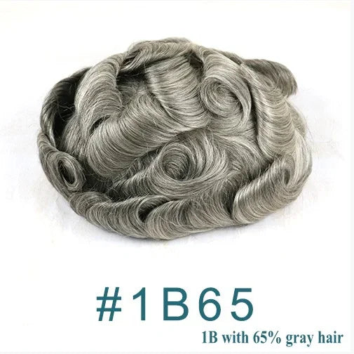 80%Density Natural Hairline 0.02mm Ultra Thin Skin Invisible Mens Toupee Brown Blonde Grey Human Hair Capillary Prosthesi System