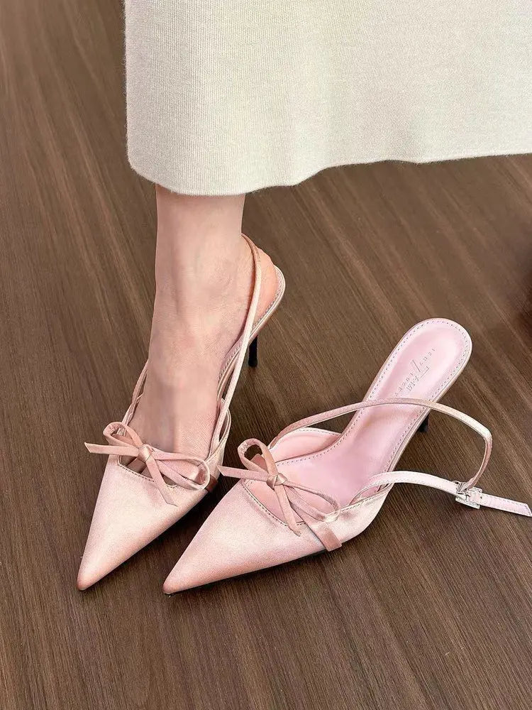 Pointy single-shoe women 2026 new spring stiletto sandals French with skirt temperament pink high heels  kawaii shoes