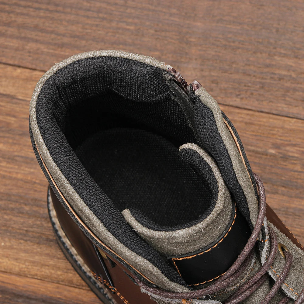 Dark Brown Men boots Spring British Style Leather Boots Retro Men Ankle Boots