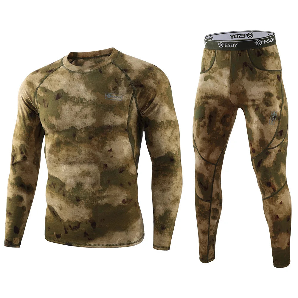 ESDY Fleece Thermal Underwear Men Autumn Winter Warm Long Johns Fitness Sports Compression Breathable Leggins Thermo Tracksuit