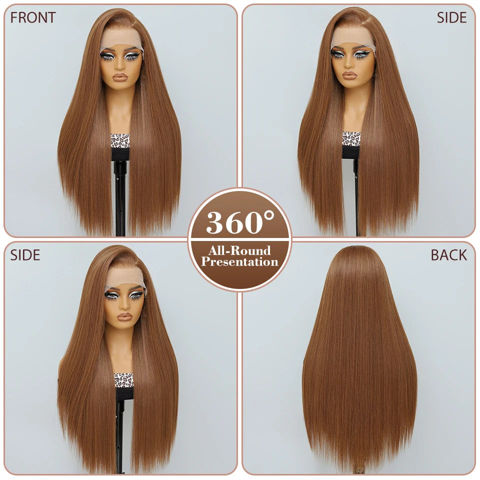 30 Inch Lace Frontal Wig Synthetic 13X6 Straight Hair Lace Wig For Afro Women High Temperture Fiber Blond Women Lace Frontal Wig