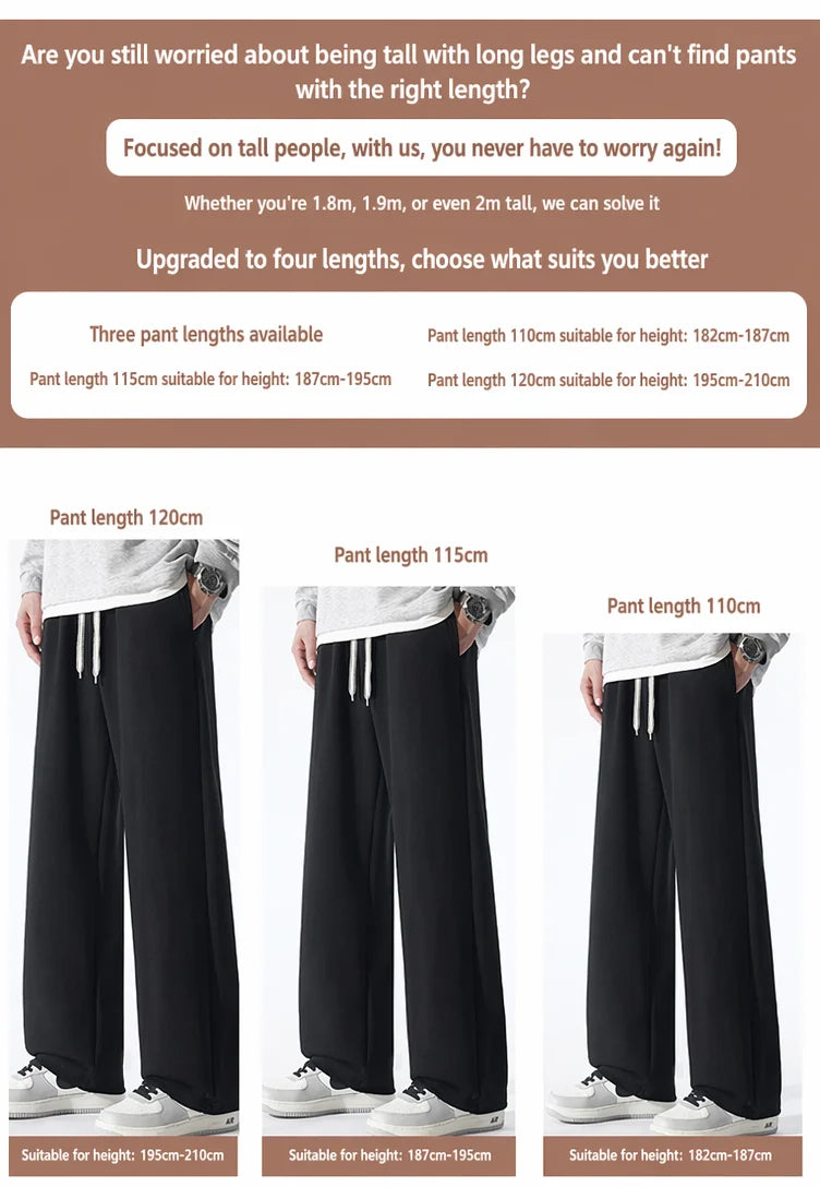 Big Tall Men Sweat Pant Drawstring Extra Long Length Sweatpant Stretch Winter Fleece Sport Jogger Trouser Male 200Cm 190cm 120cm