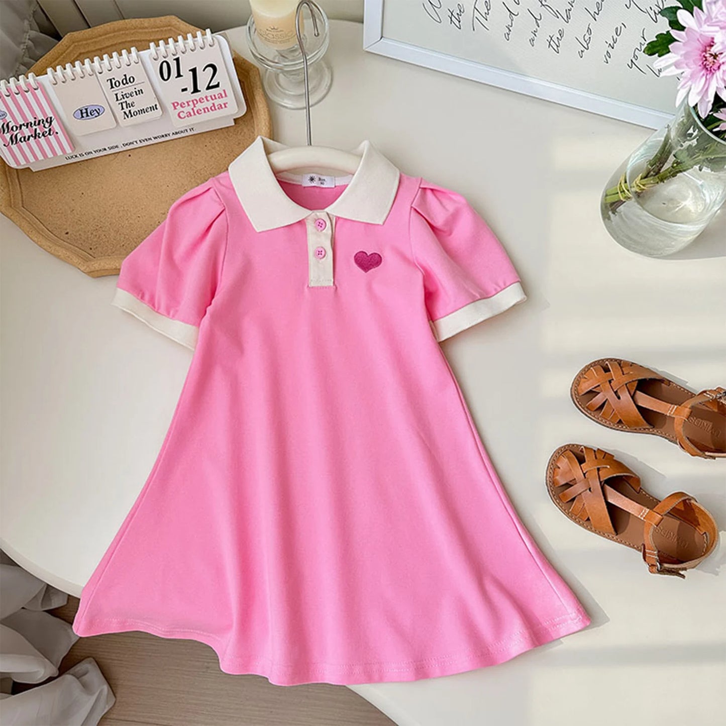 Kids Girls Summer Fashion Casual Sweet A-line Dress Playwear Sundress for Birthday Party Daily School Beach Vacation Photography