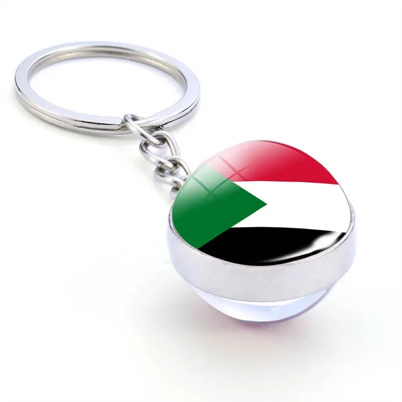 Africa National Flag Keychain  Nigeria South Africa Keyrings Crystal Ball Jewelry Fashion Double Side Glass Ball Men Women Gift