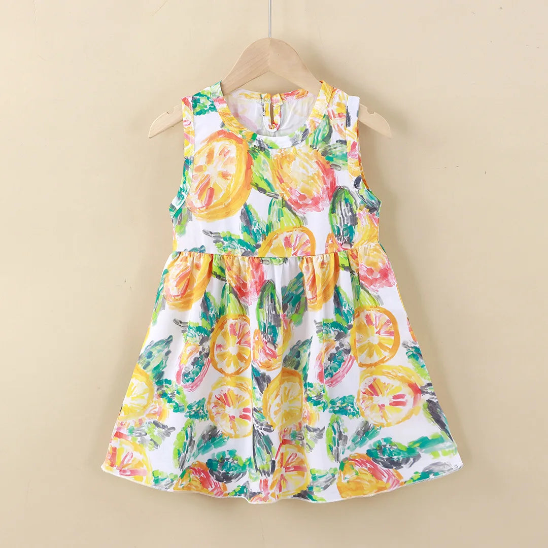 Girl Dress Summer Kids Clothes Girls Children Printed Beach Dresses Sleeveless Princess Party Outfit Children's Casual Clothing