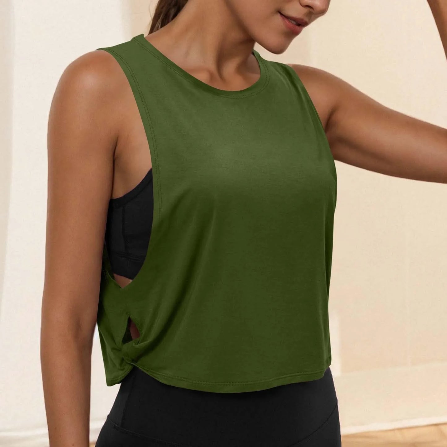 Women Sleeveless Yoga Top Breathable Gym Vest Tank Crop Top Running Tee