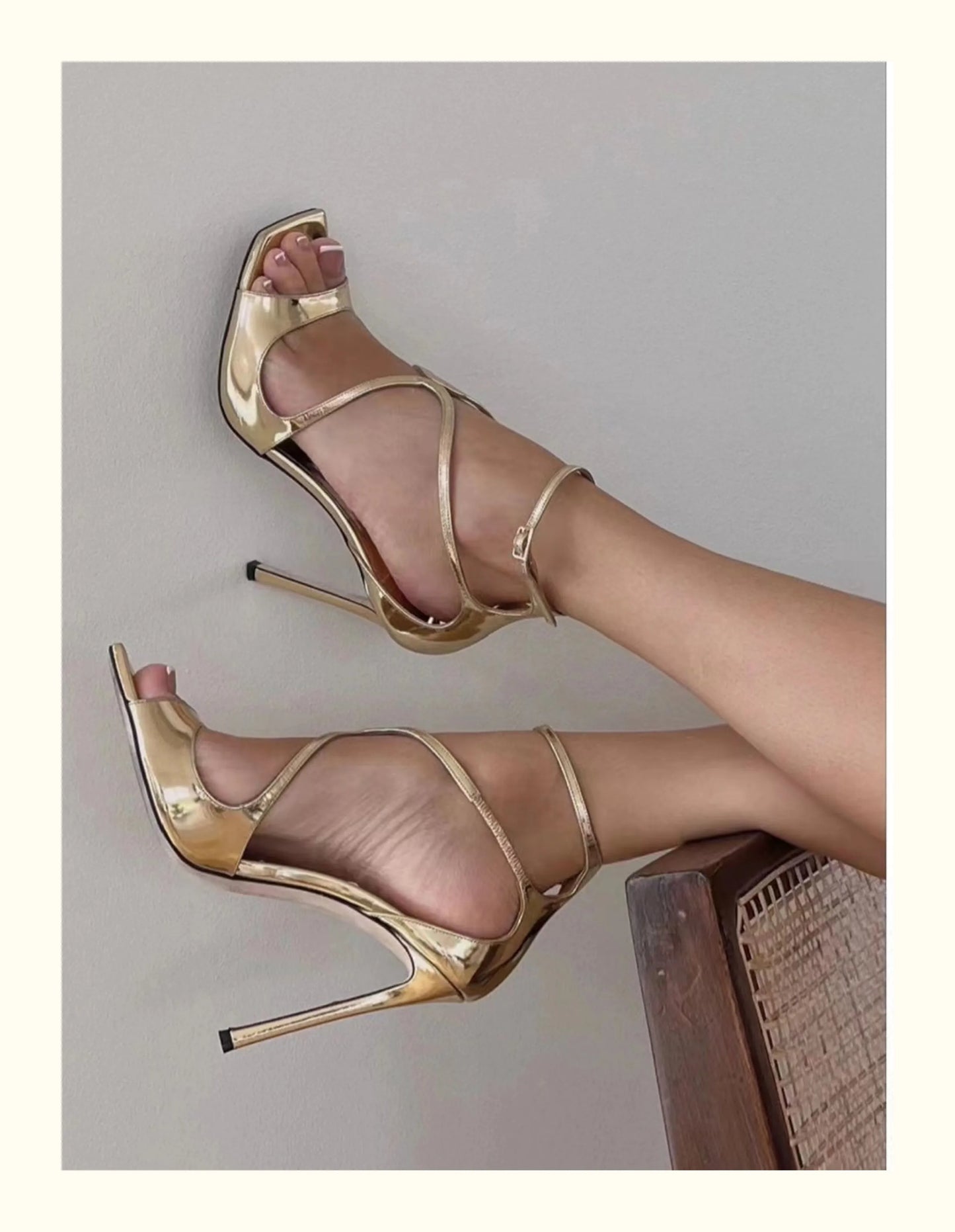2025 European and American Women's New Square Toe Sandals Summer Nude Patent Leather Stiletto Sexy High Heels
