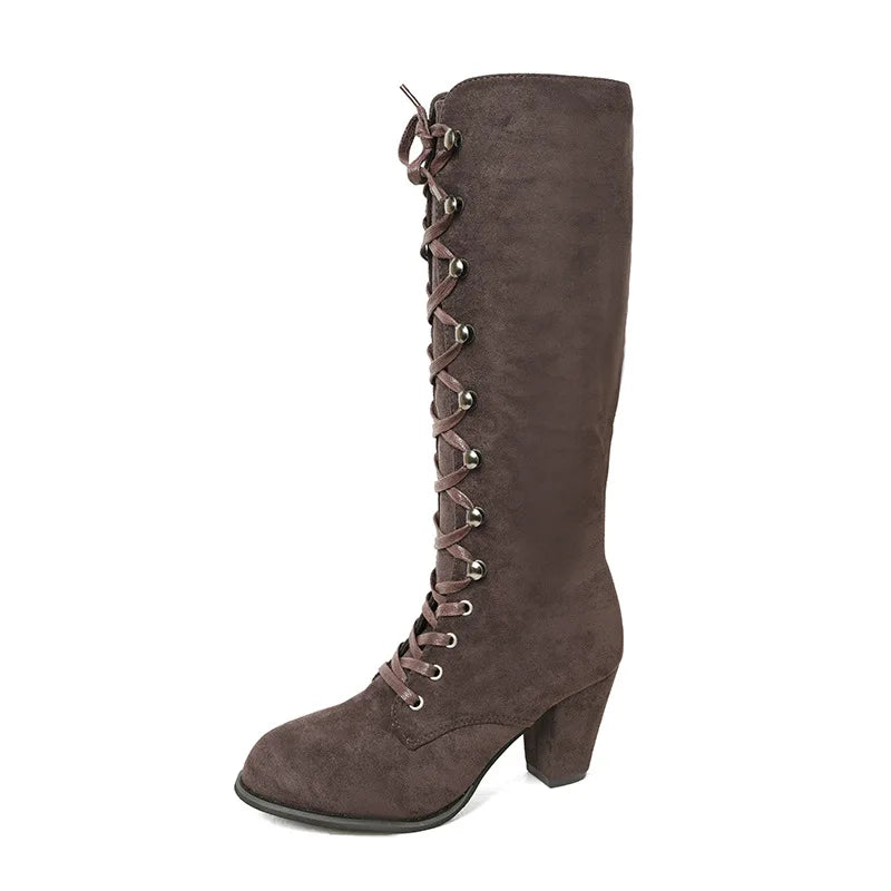 European and American Design Inspired Long Boots 2023 New Autumn High Heels Solid Color Women's Platform Zapatos De Mujer Traf