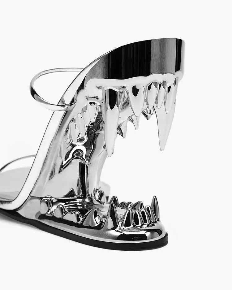Spring Fashion Show, Teeth Shaped Heels, High Heels with Exposed Toes, Sloping Heels, Round Toe Fashion Women's Shoes