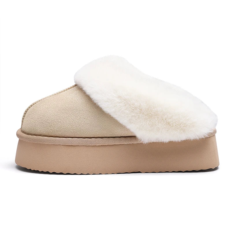 Smile Winter Fluffy Women Fuzzy Slippers Warm Short Plush Non-slip Cozy Soft Cotton Slippers  Indoor Fleece Lined Fur Slippers