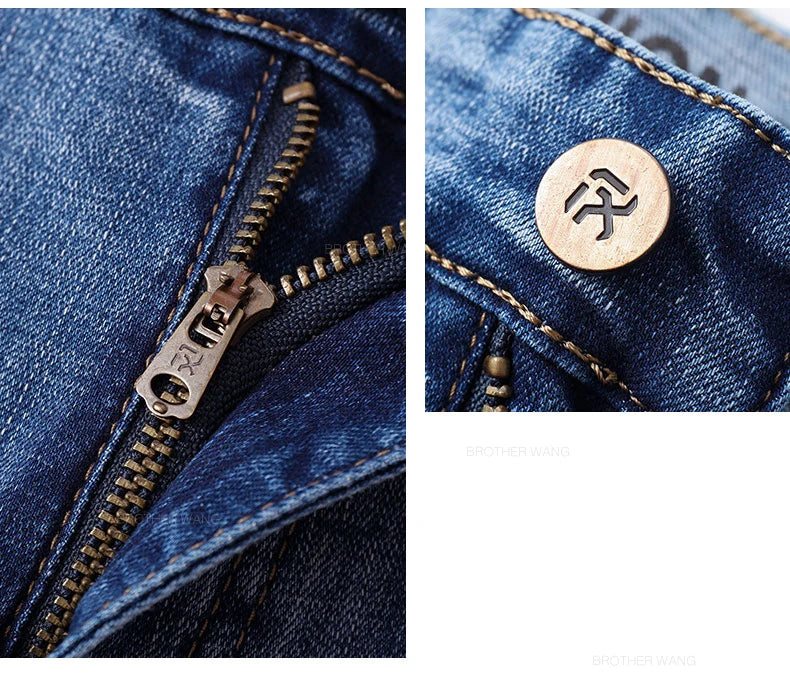 Classic Summer Men's Thin Stretch Fit Jeans Business Casual Slim Fit Denim Pants Soft Fabric High Quality Straight Leg Trousers