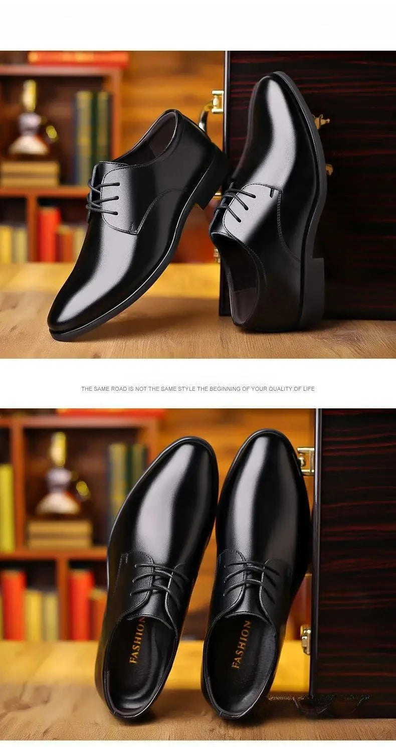 Fashionable Men's Leather Shoes Trendy Cowhide Men sneaker British Formal Men's Leather Shoes Soft Lace-up Leather Shoes for Men