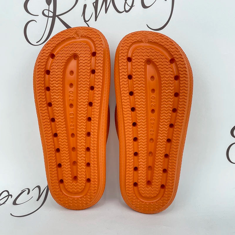 Rimocy Soft Sole EVA Women's Flip Flops 2025 Summer Beach Non-slip Cloud Slippers Women Thick Platform Clip Toe Bathroom Slides