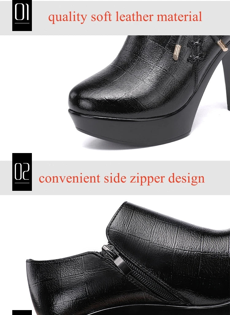 10cm Small Size 32-43 Elegant Black Bow Deep Mouth Thick Bottom Platform Pumps 2026 Winter Block High Heels Shoes Office Model