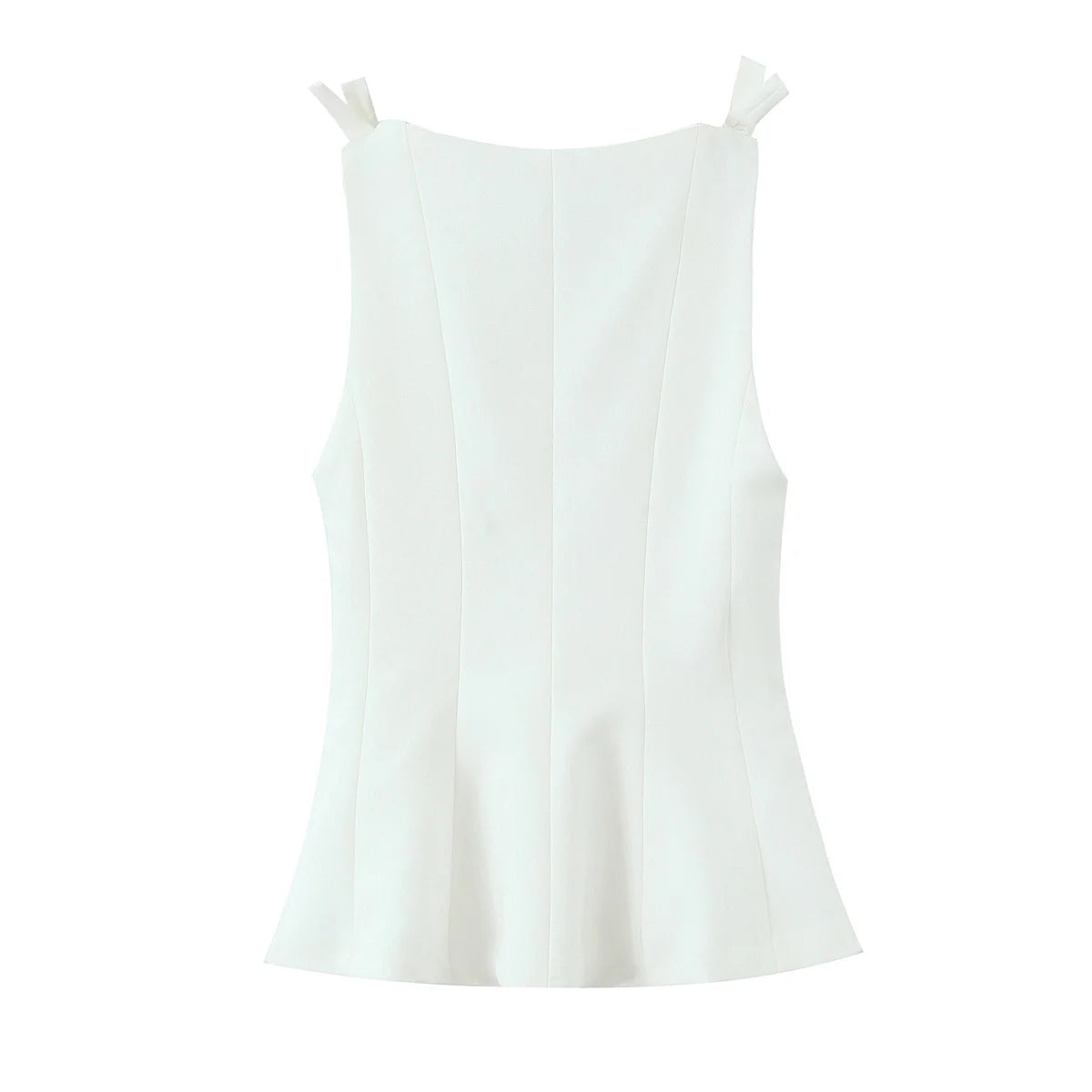 HH Female Summer Streetwear Style Sexy Top O-Neck Solid Sleeveless Bow Decorate Zipper Women's New Fashion Tops 2 Color