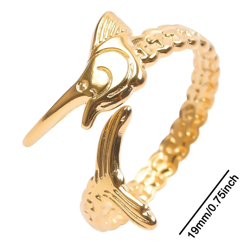 Fashion 5pcs/lot Marine Jewelry Sea Animals Conch Starfish Shell Rings Stainless Steel Rings Jellyfish Scallop Oceans Women Gift