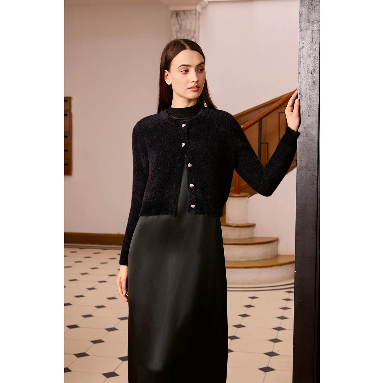 AP Women 2026 Autumn and Winter Mohair Cardigan Lady Customized Tops All-match Cardigan Knitting
