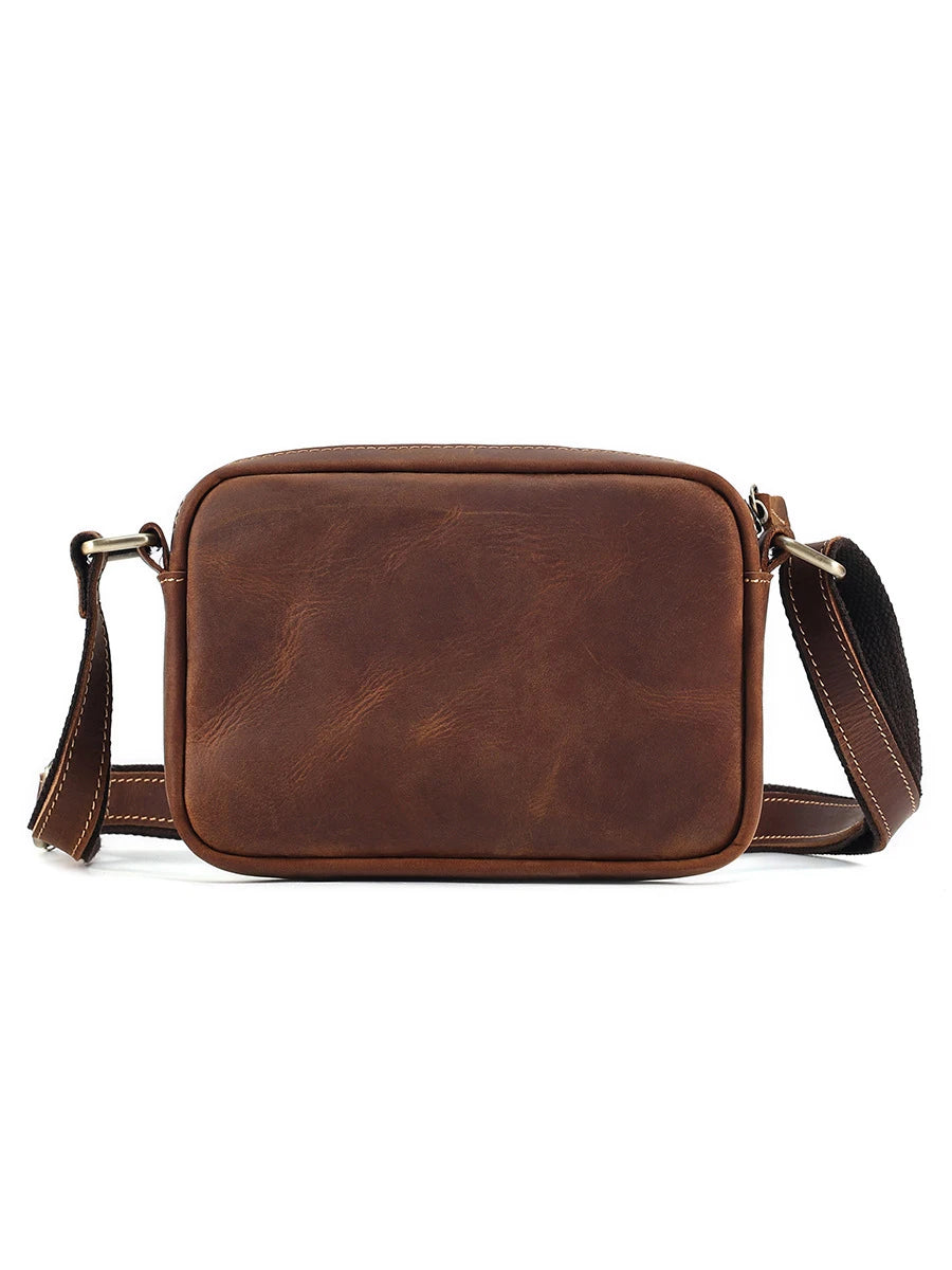 Crazy Horse Leather Messenger Bag Men's Leather Shoulder Bag For Mobile Phone Sling Bags For Men Woman Cross Body Bag