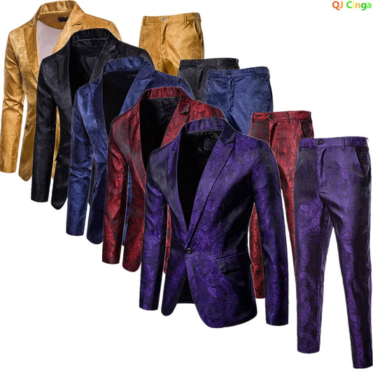 2026 Spring Lightweight Men's Purple Suit Two-Piece Set, Wedding Party Formal Jacket with Trousers. Yellow, Blue, Red Available