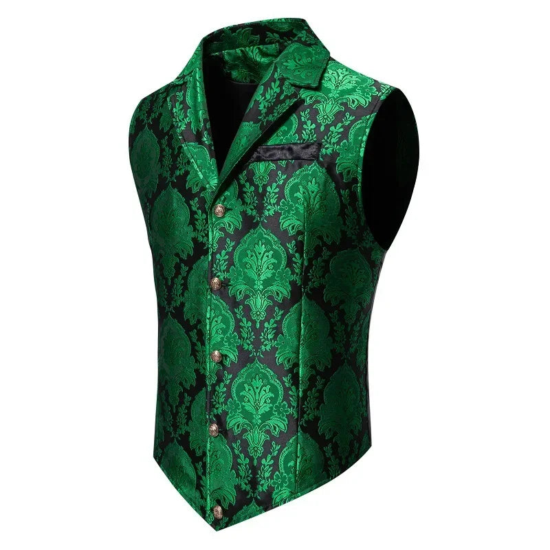 New Men Luxury Jacquard Suit Vest Thin Tops Red / Green  / Blue / Pink Fashion Male Wedding Prom Party Dress Waistcoat
